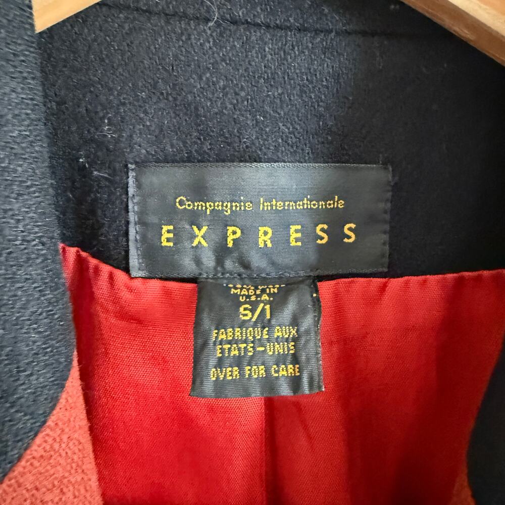 90s Vintage EXPRESS | Rust and Pea Green Color block Blazer Suit Jacket | Small - Picture 3 of 6